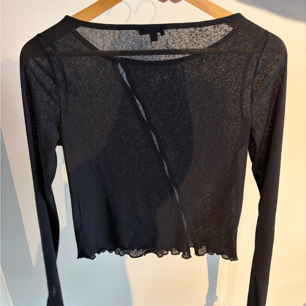Dynamite Black Sheer Long-Sleeve Top